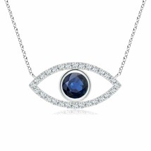 Authenticity Guarantee 
ANGARA Blue Sapphire Evil Eye Pendant with Diamond Ac... - £927.82 GBP