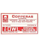 1 Vintage Label COPPERAS TECHNICAL FOwl Drug Stores Muncie Indiana - $516.52 MXN