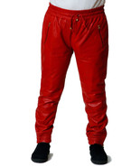 Red Joggers Wear Quality Men Trouser Genuine Leather Lambskin High Track... - $154.27 CAD+