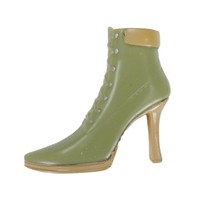 2004 Funk Out Sasha Heeled Green Lace Up Army Boot Pointed Toe - $3.99