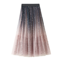 Gradient Star Sequined Mesh Maxi Skirt - £25.15 GBP