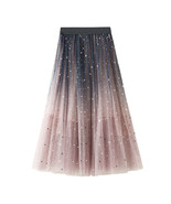 Gradient Star Sequined Mesh Maxi Skirt - $43.45 CAD