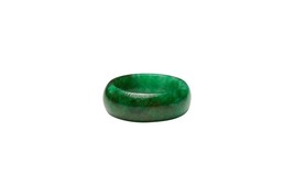 Beautiful Deep Green Dual Peaches Smooth Grade A Jade Ring Size 7 - £474.80 GBP