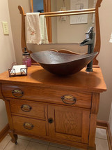 Large 20&quot; Oval Hand Hammered Oval Roman Copper Vessel Sink with 13&quot; Pump... - £239.76 GBP