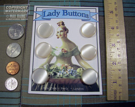 6 Round Fancy Pale Pink Beveled Pearl *** Vintage Buttons *** Art Card Clothing - £11.65 GBP