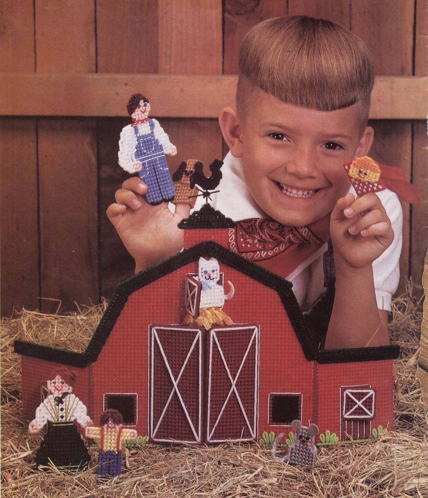 Plastic Canvas Farmer Finger Puppets Barn Place Mat Picnic Basket ...