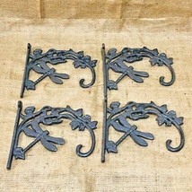 4 Dragonfly Plant Hook Hangers Cast Iron Antique Style Rustic Farmhouse Hanging  - £27.53 GBP