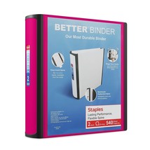 Staples Better 2-Inch D 3-Ring View Binder Pink (13570-CC) 55876/13570 - £19.01 GBP