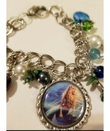 Mermaid / Siren Charm Bracelet With Dolphin Clasp and real coral - £19.67 GBP