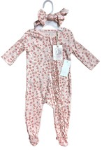 Jessica Simpson Baby Romper Bodysuit Headband Set Girl Long Sleeve 3-6M 6-9M - £11.77 GBP