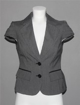 THE LIMITED Charcoal Grey Pleated Cap Sleeves Pockets Lined Top Blazer W... - £21.57 GBP