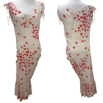New Moschino Silk Chiffon Heart Print Adjustable Ruched Mermaid Dress Sz... - $198.50