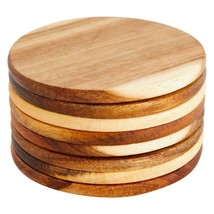 8 Pack Acacia Wood Coasters For Coffee Table, Wooden Coasters For Drinks (4 In) - £23.17 GBP