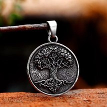 Tree of Life Pendant Necklace Yggdrasil Norse Mythology Jewelry Stainless Steel - £8.66 GBP