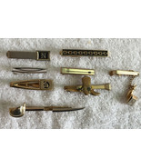 8 Hickok Tie Clips Clasps Sword Cowboy Boot Letter D S &amp; N Silver Gold T... - £35.57 GBP