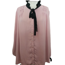 Blush Pink Button Up Long Sleeve Blouse Size Large - £19.89 GBP