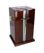 Beautiful  wood casket with gold cross and handles Adult cremation urn m... - $138.00