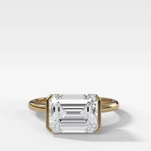 CZ AAA+2.0Ct  Emerald Cut Moissanite Half Bezel wedding, Engagement Ring.  - £79.13 GBP