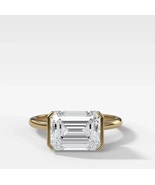 CZ AAA+2.0Ct  Emerald Cut Moissanite Half Bezel wedding, Engagement Ring.  - £77.97 GBP