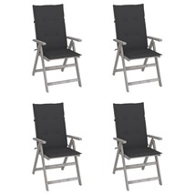 Garden Chair Set of 4 Grey Solid Acacia Wood, 100% Polyester - $7,875.43 MXN