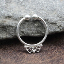 Traditional Tribal Sterling 925 Silver Septum No Piercing needed Nose Ring 20g - £11.18 GBP