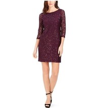 Jessica Howard Womens Petite 4P Plum Purple Lace Mid Thigh Dress NWT AO89 - £15.62 GBP