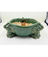 Elephants With Trunk Up Planter Bamboo Bowl Green Pottery Vintage - £23.94 GBP