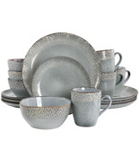 Meritage 16 Piece Reactive Glaze Stoneware Dinnerware Set in Grey - $189.25 CAD