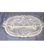 Dish Oval Divided etched Cherry design circa 1960 Frosted Glass Vintage - €15,30 EUR