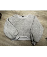 Express Cropped Sherpa Sweatshirt - Women&#39;s Small - Fleece Grayish Pink - $10.84