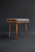 Furniture Stool/Seat/Ottoman/Bench in Solid Sheesham Wood Stool with Cushion - £82.90 GBP