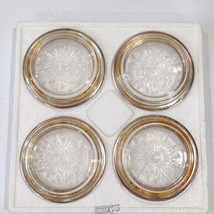 Leonard Italy Set of 4 Vintage Silver &amp; Crystal Coasters  - $17.09