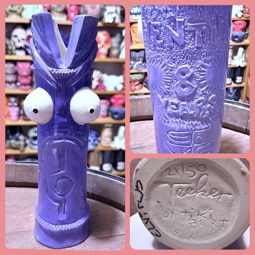 Purple Teeker VenTiki 8th Anniversary Tiki Mug Tiki Bert 21/50 Signed by... - $197.98