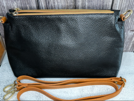 Valentina (Italy) Purse Black Pebbled Leather Shoulder / Crossbody Bag - £28.39 GBP