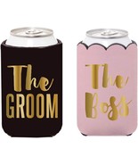Set of 2 Insulated Can Koozie Cover for Weddings- The Boss &amp; The Groom (... - $13.85