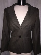 Ann Taylor Women&#39;s Blazer Brown Pinstripe Wool Blend Blazer Size 6  - $23.76