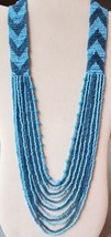 Handmade Turquoise Seed Bead Multi-Strand Southwest Style Necklace 30” - £14.85 GBP