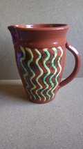 VINTAGE JEFF WHITE SLIP DECORATED REDWARE PITCHER LEBANON PA 1987 - €43,74 EUR