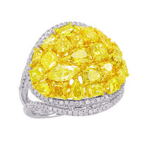 5.03ct Natural Fancy Intense Yellow Diamonds Engagement Ring 18K Solid Gold GIA - £11,254.64 GBP