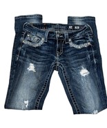 Miss Me Cuffed Straight Leg Distressed Denim Jeans Sz 26 - $98.67 CAD