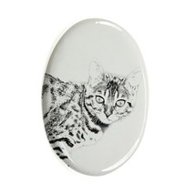 Bengal - Gravestone oval ceramic tile with an image of a cat. - £7.98 GBP