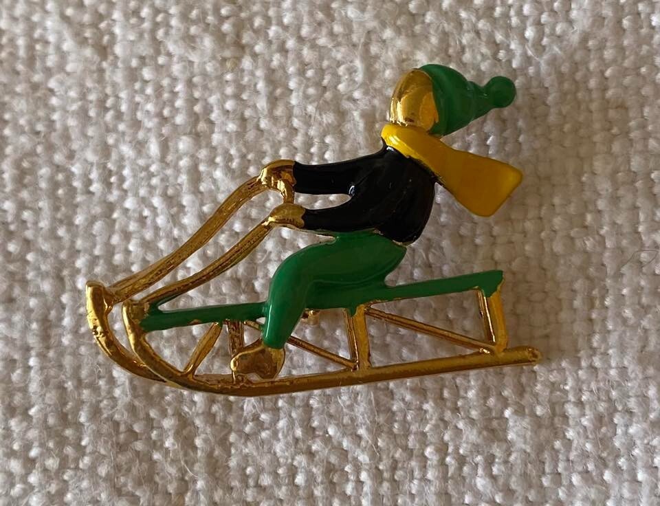 ⭕VTG, Art Deco, brooch, pin, enameled, hand painted, 3cm high, never worn - $13.86