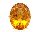 18k Yellow Gold Ring with a Huge 37 Carat Citrine Size 8.75 Easily Sized... - £2,417.33 GBP