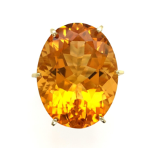 18k Yellow Gold Ring with a Huge 37 Carat Citrine Size 8.75 Easily Sized #J6336 - £2,407.81 GBP