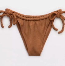 American Eagle Aerie Shine Pique Low Rise Scrunch Tie Cheekiest  Bikini Bottom M - $12.99