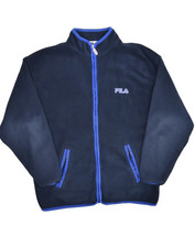 Vintage Fila Fleece Jacket Mens M Navy Full Zip Warm Up Sweatshirt Sportswear - £25.52 GBP