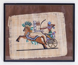 Gorgeous Painting on Papyrus of Rameses II in Battle of Kadesh Framed - £191.09 GBP
