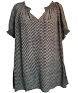Joie Smocked Short Sleeve Top Womens S Black Check Relax Fit Silk Blouse... - $23.02