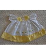 Vintage Yellow Cherubs Checkered and White Baby Girl’s Dress Size 0-3mos... - £12.76 GBP