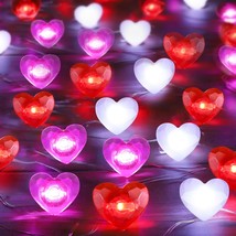 [Timer] 2 Pack Valentines Day Decor 20Ft 60 Led Heart Twinkle Fairy Lights Batte - £26.88 GBP